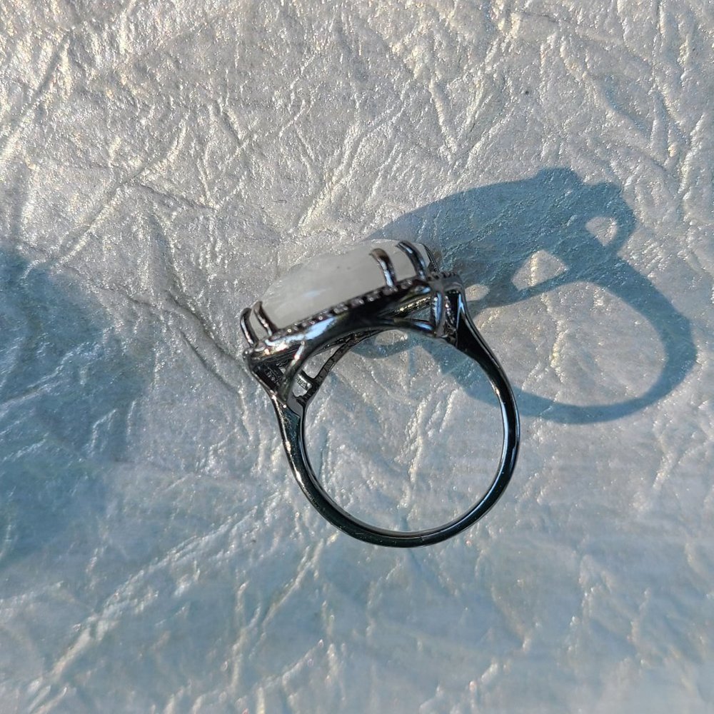 Moonstone Ring Size 8-Sterling Silver Oxidized -Birthday stone-Gift - Picture 8 of 14